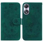 For OPPO A58 Butterfly Rose Embossed Leather Phone Case(Green)