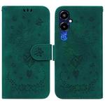 For Tecno Pova 4 Pro Butterfly Rose Embossed Leather Phone Case(Green)