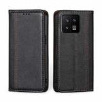 For Xiaomi 13 Grid Texture Magnetic Flip Leather Phone Case(Black)