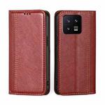 For Xiaomi 13 Grid Texture Magnetic Flip Leather Phone Case(Red)