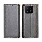 For Xiaomi 13 Grid Texture Magnetic Flip Leather Phone Case(Grey)