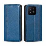 For Xiaomi 13 Grid Texture Magnetic Flip Leather Phone Case(Blue)