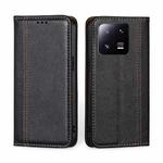 For Xiaomi 13 Pro Grid Texture Magnetic Flip Leather Phone Case(Black)