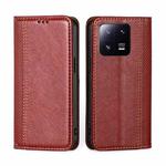 For Xiaomi 13 Pro Grid Texture Magnetic Flip Leather Phone Case(Red)