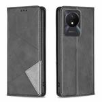 For vivo Y02 4G Prismatic Invisible Magnetic Leather Phone Case(Black)