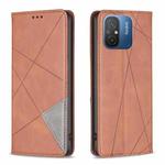 For Xiaomi Redmi 12C Prismatic Invisible Magnetic Leather Phone Case(Brown)