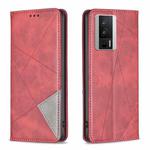 For Xiaomi Redmi K60 / K60 Pro Prismatic Invisible Magnetic Leather Phone Case(Red)