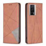 For Xiaomi Redmi K60 / K60 Pro Prismatic Invisible Magnetic Leather Phone Case(Brown)