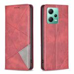 For Xiaomi Redmi Note 12 Global Prismatic Invisible Magnetic Leather Phone Case(Red)