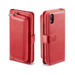 For iPhone X Plain Texture Zipper Horizontal Flip Leather Case with Card Slots & Wallet Function(Red)