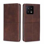 For Xiaomi 13 Cow Texture Magnetic Horizontal Flip Leather Phone Case(Dark Brown)