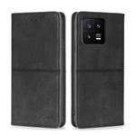 For Xiaomi 13 Cow Texture Magnetic Horizontal Flip Leather Phone Case(Black)