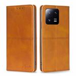 For Xiaomi 13 Pro Cow Texture Magnetic Horizontal Flip Leather Phone Case(Light Brown)