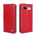 For Google Pixel 7a Non-Magnetic Retro Texture Flip Leather Phone Case(Red)