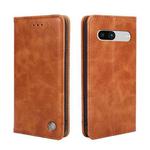 For Google Pixel 7a Non-Magnetic Retro Texture Flip Leather Phone Case(Brown)