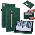 For Nokia T21 Skin Feel Solid Color Zipper Leather Tablet Case(Green)