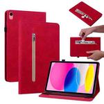 For iPad 10th Gen 10.9 2022 Skin Feel Solid Color Zipper Leather Tablet Case(Red)