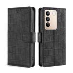 For vivo S16 / S16 Pro Skin Feel Crocodile Magnetic Clasp Leather Phone Case(Black)