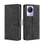 For vivo Y02 4G Skin Feel Crocodile Magnetic Clasp Leather Phone Case(Black)