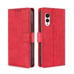 For Fujitsu Arrows N F-51C Skin Feel Crocodile Magnetic Clasp Leather Phone Case(Red)