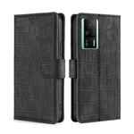 For Xiaomi Redmi K60E Skin Feel Crocodile Magnetic Clasp Leather Phone Case(Black)