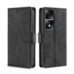 For Honor 80 GT Skin Feel Crocodile Magnetic Clasp Leather Phone Case(Black)