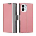 For Honor 80 SE Twill Texture Side Button Leather Phone Case(Pink)