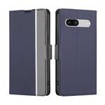 For Google Pixel 7a Twill Texture Side Button Leather Phone Case(Blue)