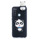 For Galaxy A21 Shockproof 3D Lying Cartoon TPU Protective Case(Panda with Blue Bow)