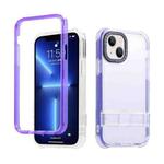 For iPhone 14 Plus 2 in 1 360 Invisible Holder Phone Case(Purple)
