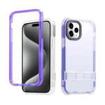 For iPhone 15 Pro Max 2 in 1 360 Invisible Holder Phone Case(Purple)