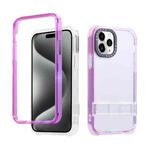 For iPhone 15 Pro 2 in 1 360 Invisible Holder Phone Case(Rose Red)