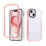 For iPhone 15 Plus 2 in 1 360 Invisible Holder Phone Case(Orange)