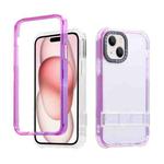 For iPhone 15 Plus 2 in 1 360 Invisible Holder Phone Case(Rose Red)