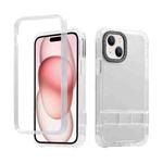 For iPhone 15 Plus 2 in 1 360 Invisible Holder Phone Case(White)