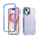 For iPhone 15 2 in 1 360 Invisible Holder Phone Case(Dark Blue)