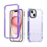 For iPhone 15 2 in 1 360 Invisible Holder Phone Case(Purple)