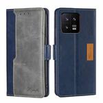 For Xiaomi 13 Contrast Color Side Buckle Leather Phone Case(Blue + Grey)