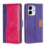 For Honor 80 SE Contrast Color Side Buckle Leather Phone Case(Purple + Rose Red)