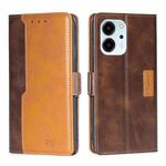 For Honor 80 SE Contrast Color Side Buckle Leather Phone Case(Dark Brown + Gold)