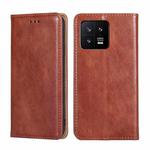 For Xiaomi 13 Gloss Oil Solid Color Magnetic Leather Phone Case(Brown)