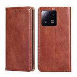 For Xiaomi 13 Pro Gloss Oil Solid Color Magnetic Leather Phone Case(Brown)