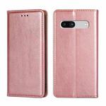 For Google Pixel 7a Gloss Oil Solid Color Magnetic Leather Phone Case(Rose Gold)
