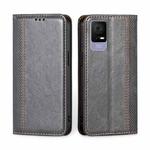 For TCL 405 / 406 / 408 Grid Texture Magnetic Flip Leather Phone Case(Grey)