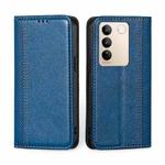 For vivo S16 / S16 Pro Grid Texture Magnetic Flip Leather Phone Case(Blue)