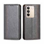 For vivo S16 / S16 Pro Grid Texture Magnetic Flip Leather Phone Case(Grey)