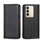 For vivo S16 / S16 Pro Grid Texture Magnetic Flip Leather Phone Case(Black)