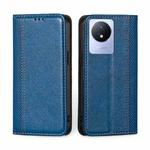 For vivo Y02 4G Grid Texture Magnetic Flip Leather Phone Case(Blue)