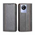 For vivo Y02 4G Grid Texture Magnetic Flip Leather Phone Case(Grey)