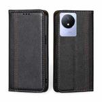 For vivo Y02 4G Grid Texture Magnetic Flip Leather Phone Case(Black)